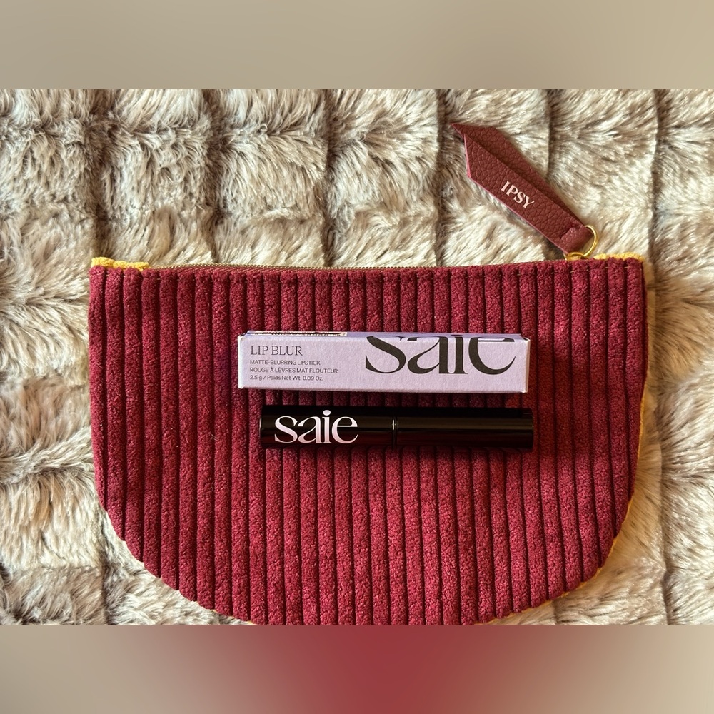Saie Lip Blur Matte Lipstick and Cosmetic bag bundle, NWOT